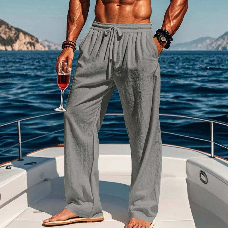 Men's 16-Color Breathable Linen Yoga Pants Loose Casual Sportswear for Spring/Summer 2025 European And American Style YC Studio