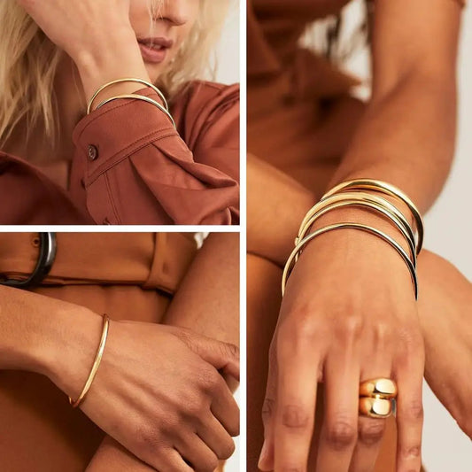 3mm Classic Stainless Steel Bracelet For Women Men Gold Color Geometry Wire Round Bangle Waterproof  Trendy Jewelry Gifts Sans anicroche