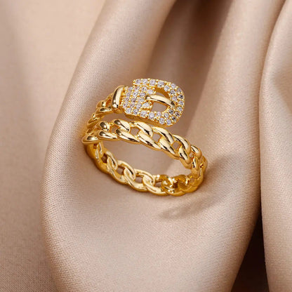 Bague Dorée Chaîne avec Cristal – Bijou Chic pour Femme Sans anicroche