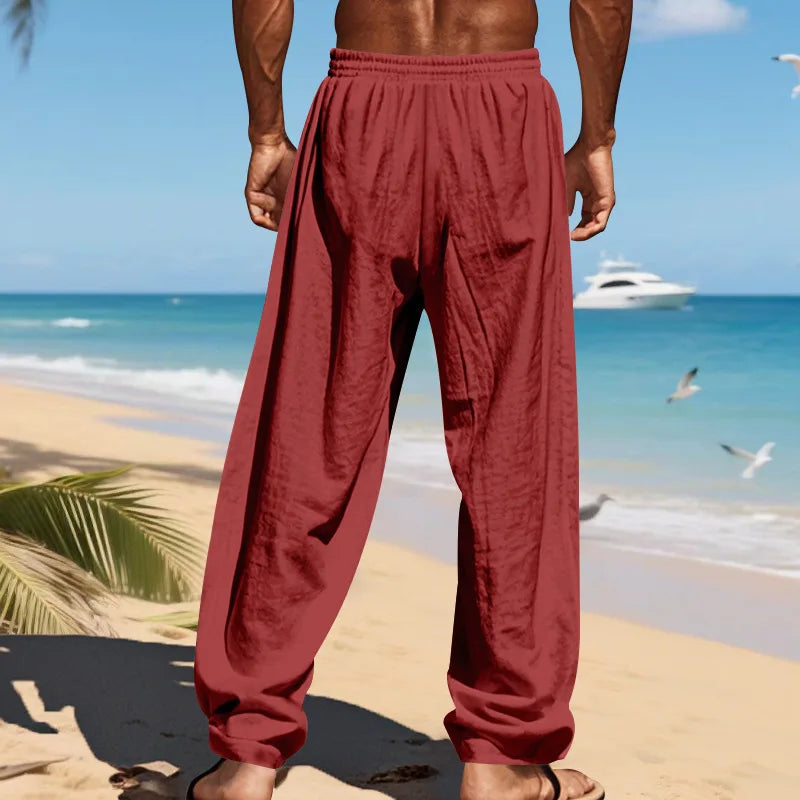 Men's 16-Color Breathable Linen Yoga Pants Loose Casual Sportswear for Spring/Summer 2025 European And American Style YC Studio