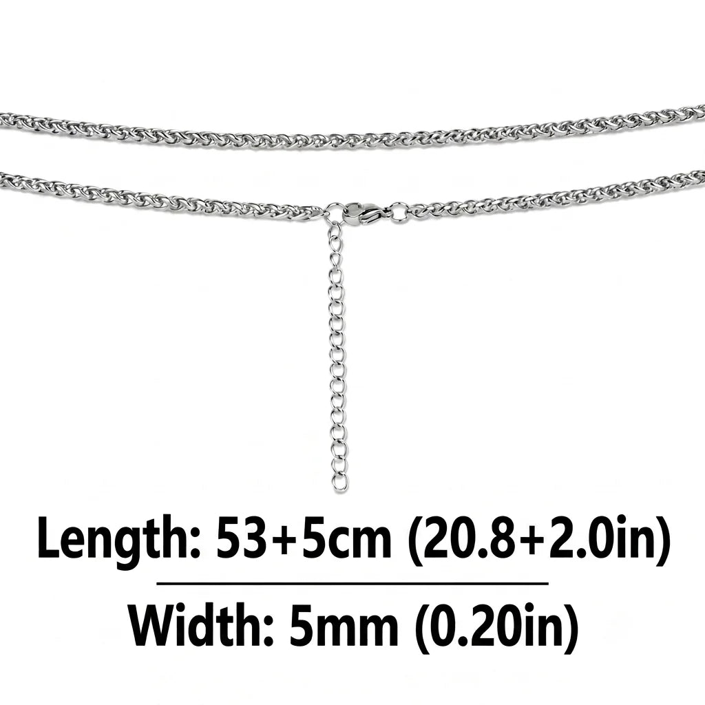 Collier chaîne blé pour femmes et hommes, style corde tressée en acier inoxydable, hypoallergénique, couleur argentée | Minimaliste au quotidien YC Studio