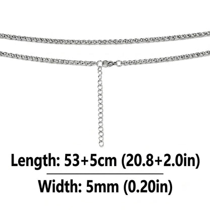 Collier chaîne blé pour femmes et hommes, style corde tressée en acier inoxydable, hypoallergénique, couleur argentée | Minimaliste au quotidien YC Studio