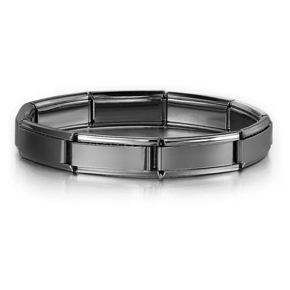 Bracelet à maillons interchangeables (style « Italian Charm ») pour hommes et femmes – Bijou en acier inoxydable couleur argent (maillons de 20 x 9 mm) – Accessoire unisexe idéal pour les fêtes. YC Studio