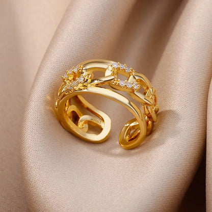 Bagues Cristal Zircon Plaquées Or pour Femme Sans anicroche