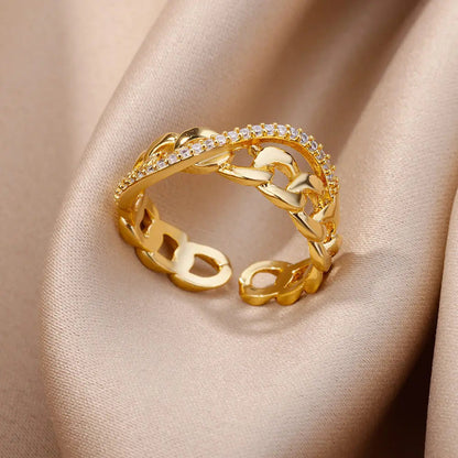 Bagues Cristal Zircon Plaquées Or pour Femme Sans anicroche