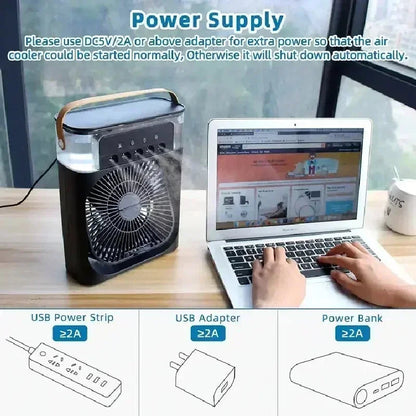 3 In 1 New Fan AIr Conditioner Household Small Air Cooler LED Night Light Portable Humidifier Air Adjustment Fan Office Home Fan YC Studio