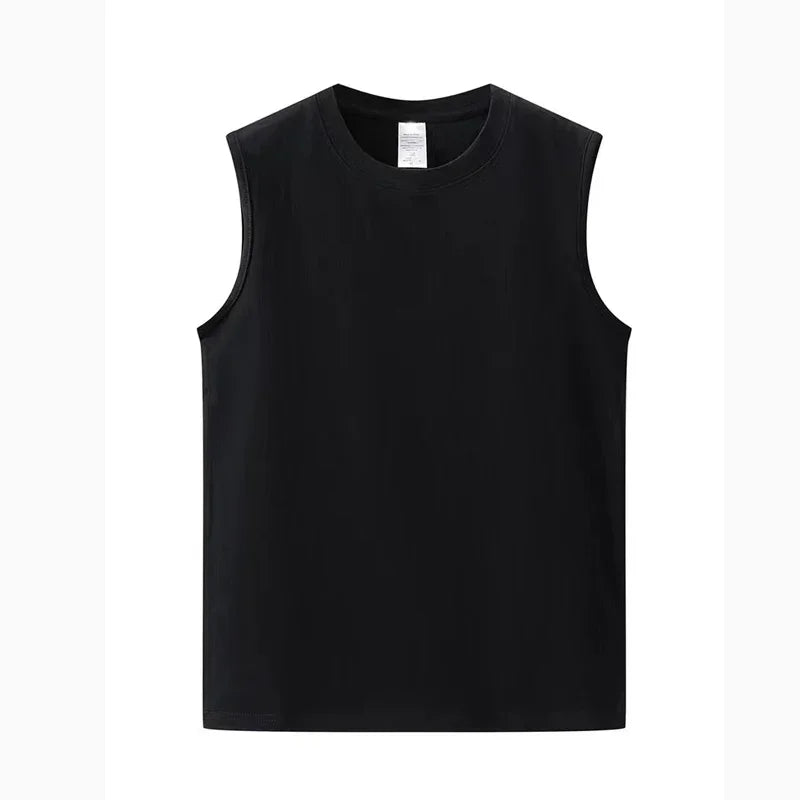 Summer Basic 100% Cotton Men Tank Tops Black White Gray YC Studio