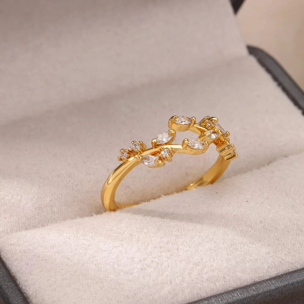 Bagues Cristal Zircon Plaquées Or pour Femme Sans anicroche