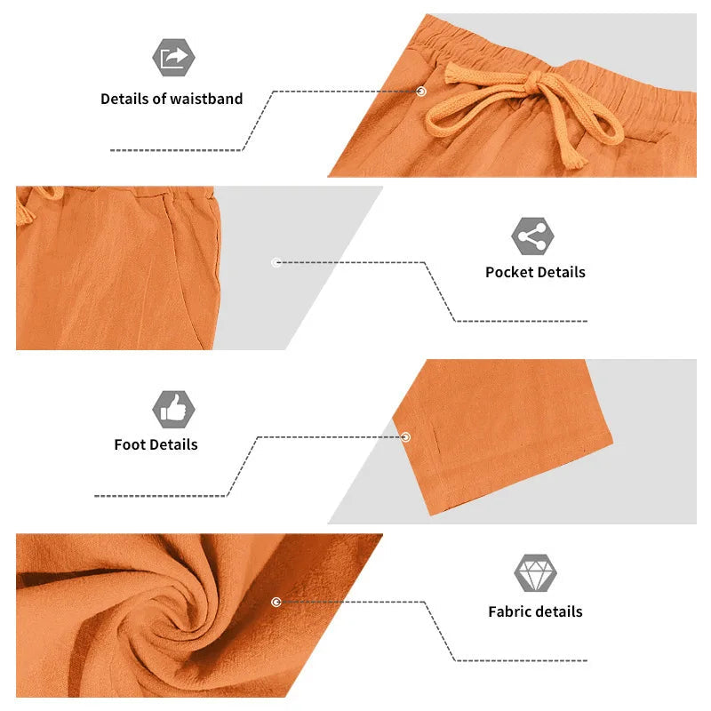 Men's 16-Color Breathable Linen Yoga Pants Loose Casual Sportswear for Spring/Summer 2025 European And American Style YC Studio