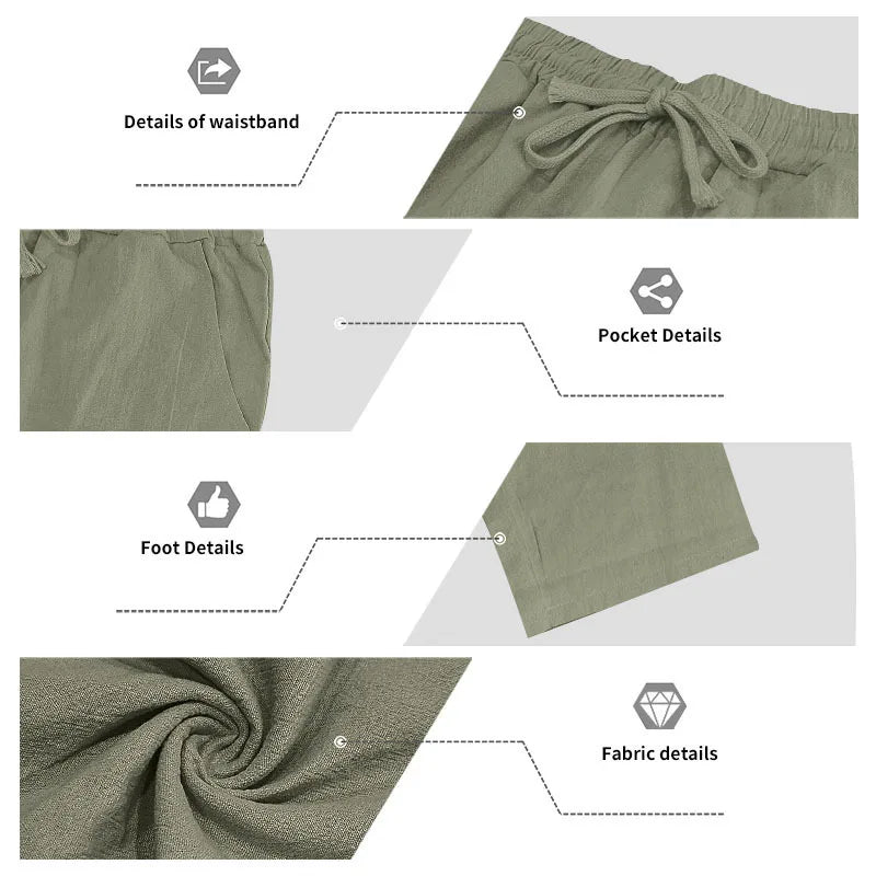 Men's 16-Color Breathable Linen Yoga Pants Loose Casual Sportswear for Spring/Summer 2025 European And American Style YC Studio