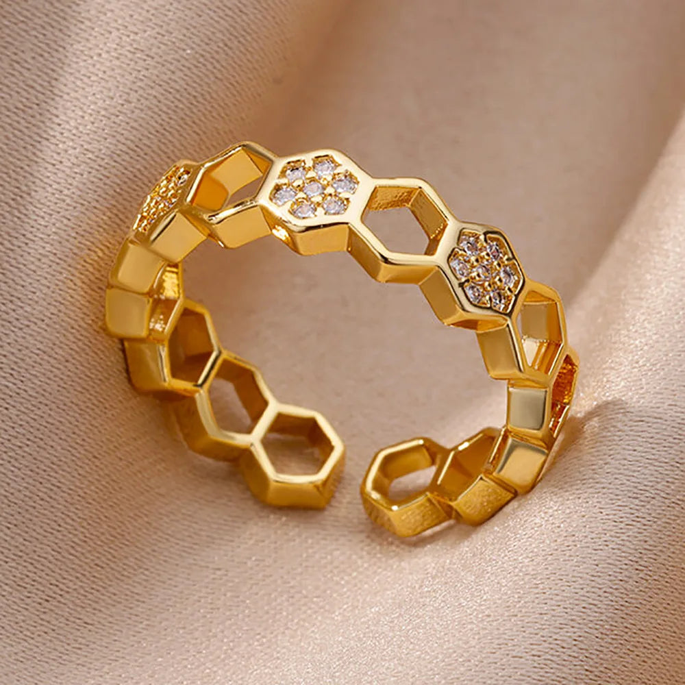 Bagues Cristal Zircon Plaquées Or pour Femme Sans anicroche