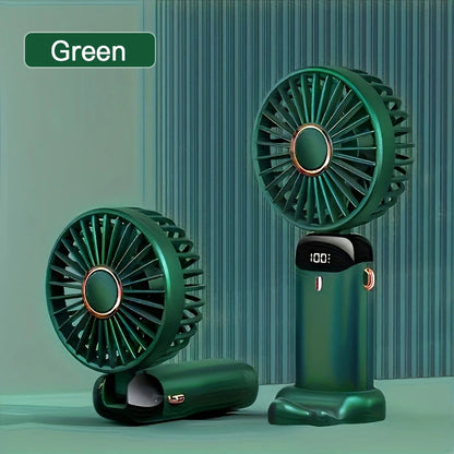 Portable Mini Fan With 6 Speeds LED USB Rechargeable Charging Small Foldable Battery Fans Handheld Desk Bedroom Indoor Outdoor YC Studio