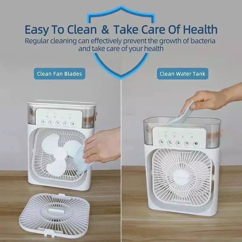 3 In 1 New Fan AIr Conditioner Household Small Air Cooler LED Night Light Portable Humidifier Air Adjustment Fan Office Home Fan YC Studio