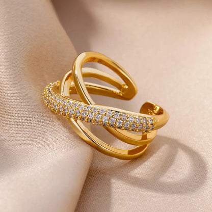 Bague Dorée Chaîne avec Cristal – Bijou Chic pour Femme Sans anicroche