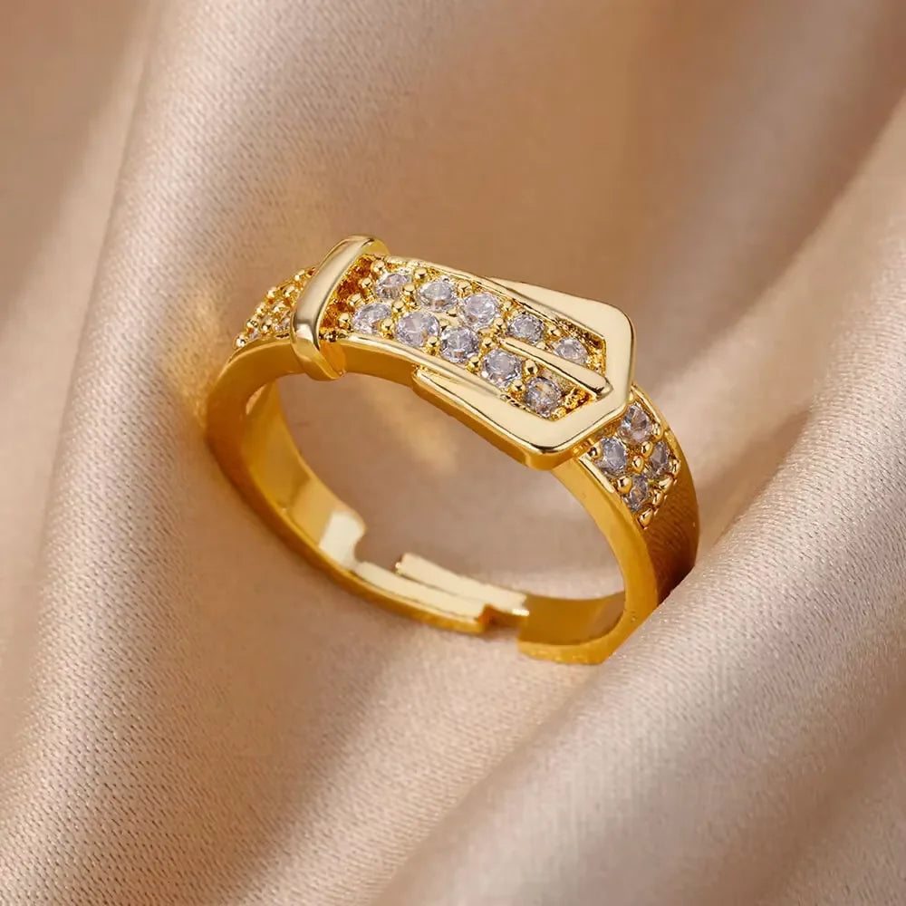 Bagues Cristal Zircon Plaquées Or pour Femme Sans anicroche