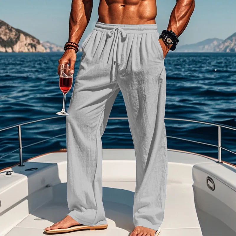 Men's 16-Color Breathable Linen Yoga Pants Loose Casual Sportswear for Spring/Summer 2025 European And American Style YC Studio