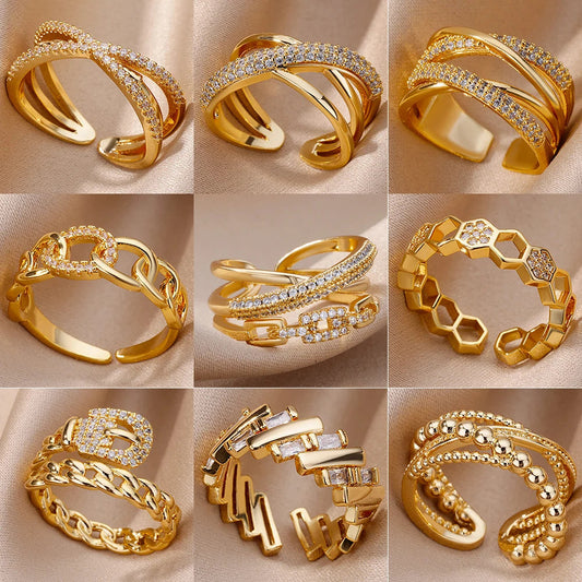 Bague Dorée Chaîne avec Cristal – Bijou Chic pour Femme Sans anicroche