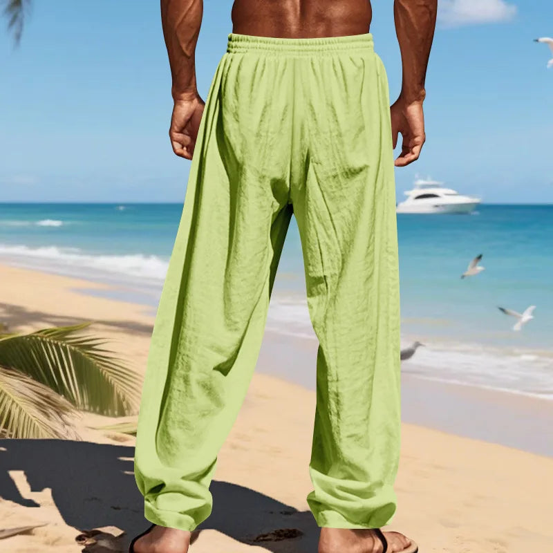 Men's 16-Color Breathable Linen Yoga Pants Loose Casual Sportswear for Spring/Summer 2025 European And American Style YC Studio