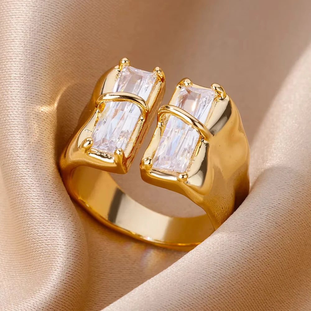 Bagues Cristal Zircon Plaquées Or pour Femme Sans anicroche
