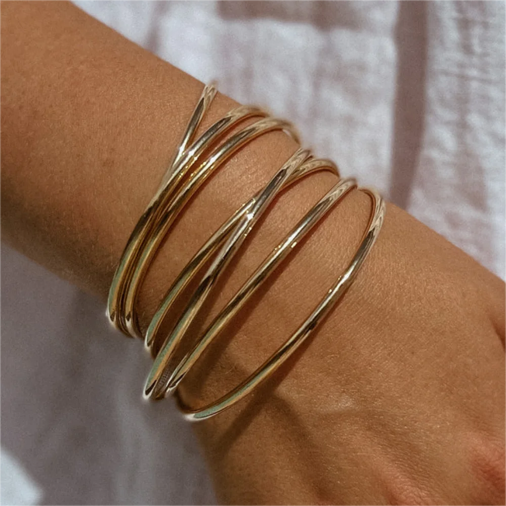 3mm Classic Stainless Steel Bracelet For Women Men Gold Color Geometry Wire Round Bangle Waterproof  Trendy Jewelry Gifts Sans anicroche