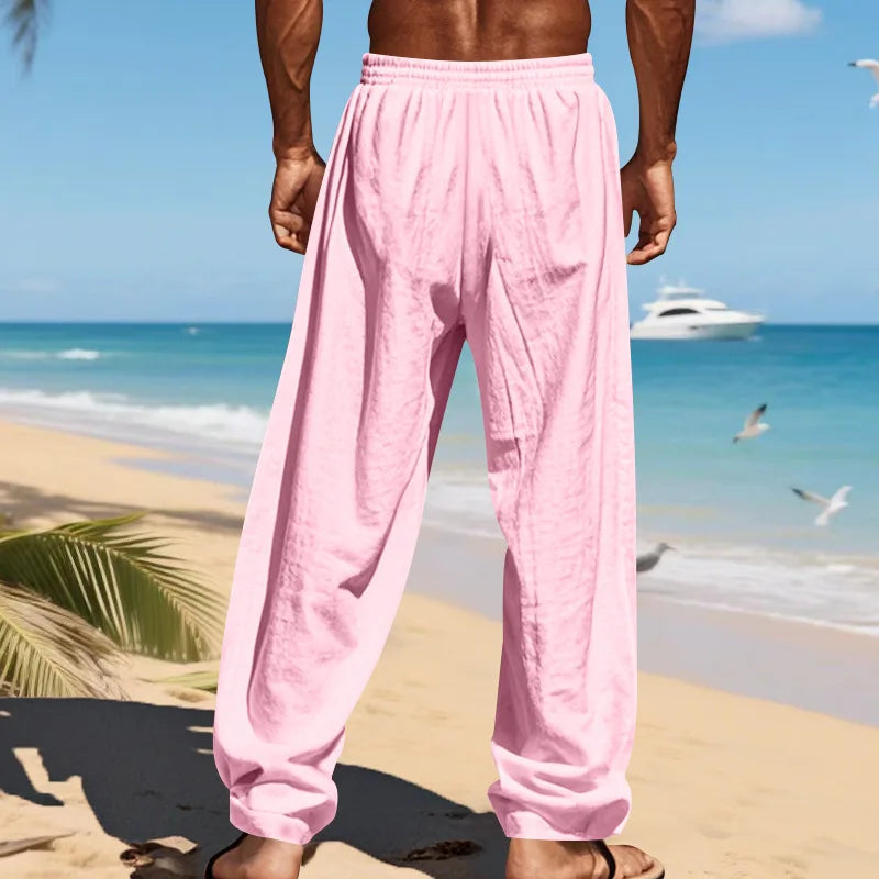 Men's 16-Color Breathable Linen Yoga Pants Loose Casual Sportswear for Spring/Summer 2025 European And American Style YC Studio