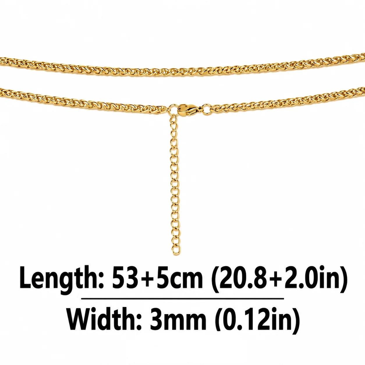 Collier chaîne blé pour femmes et hommes, style corde tressée en acier inoxydable, hypoallergénique, couleur argentée | Minimaliste au quotidien YC Studio