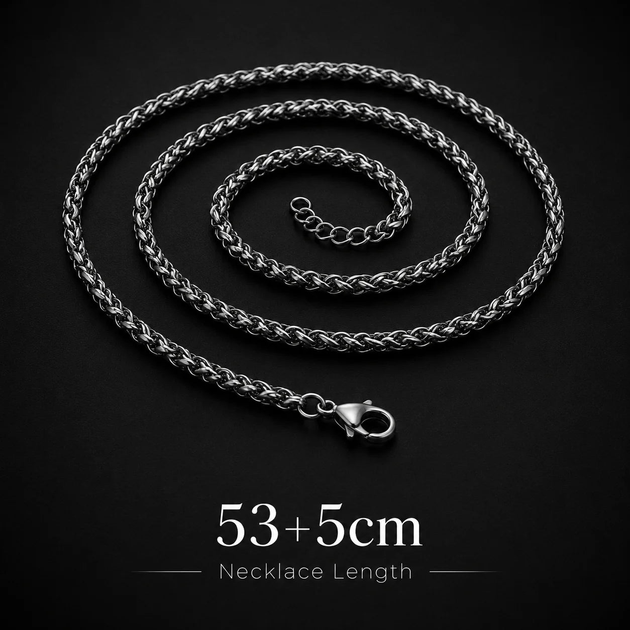 Wheat Chain Necklace for Women & Men  Stainless Steel Braided Rope Style  Hypoallergenic Silver Tone | Minimalist Daily W YC Studio
