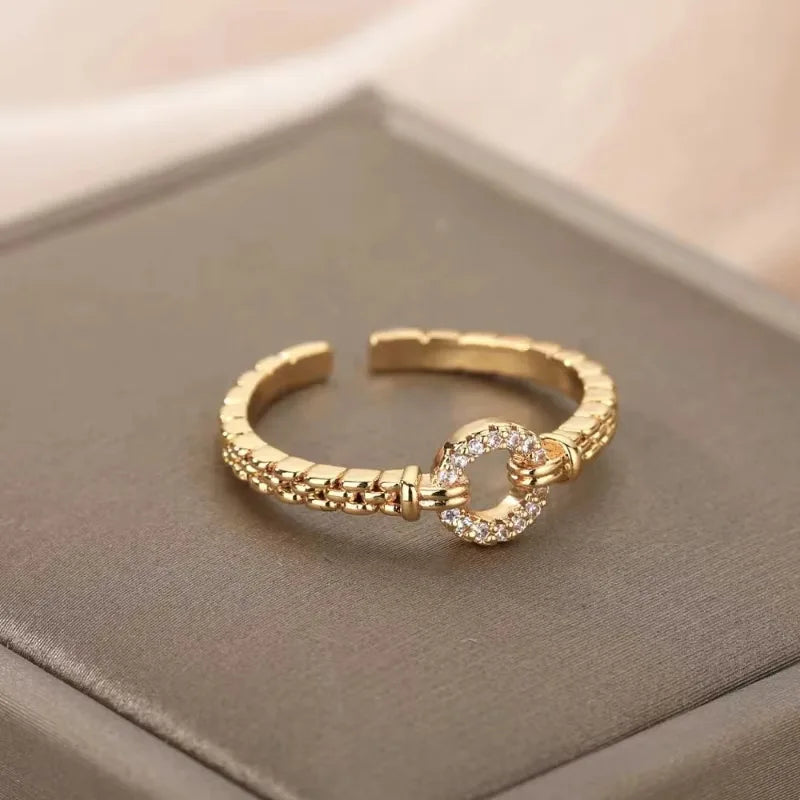 Bagues Cristal Zircon Plaquées Or pour Femme Sans anicroche