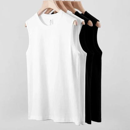 Summer Basic 100% Cotton Men Tank Tops Black White Gray YC Studio