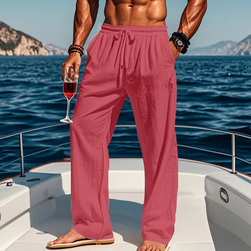 Men's 16-Color Breathable Linen Yoga Pants Loose Casual Sportswear for Spring/Summer 2025 European And American Style YC Studio