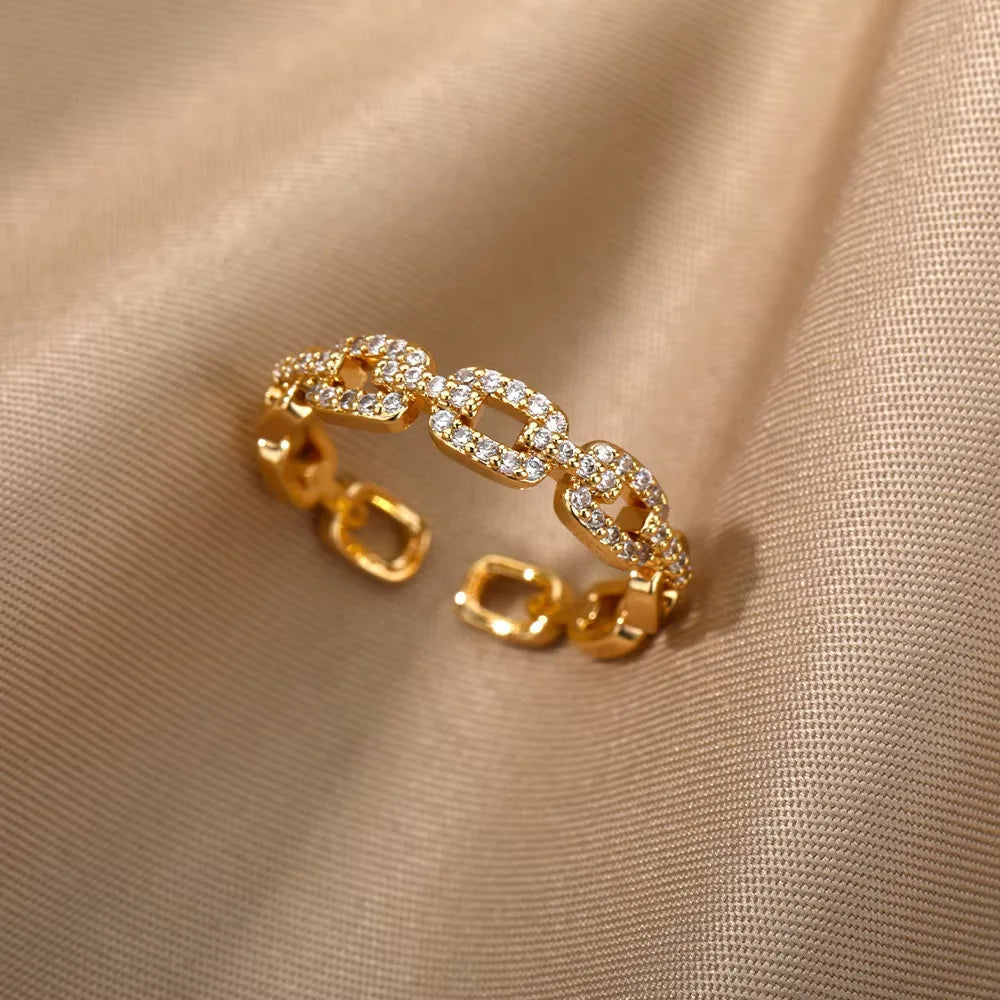Bagues Cristal Zircon Plaquées Or pour Femme Sans anicroche