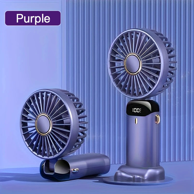 Portable Mini Fan With 6 Speeds LED USB Rechargeable Charging Small Foldable Battery Fans Handheld Desk Bedroom Indoor Outdoor YC Studio