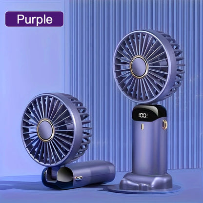 Portable Mini Fan With 6 Speeds LED USB Rechargeable Charging Small Foldable Battery Fans Handheld Desk Bedroom Indoor Outdoor YC Studio