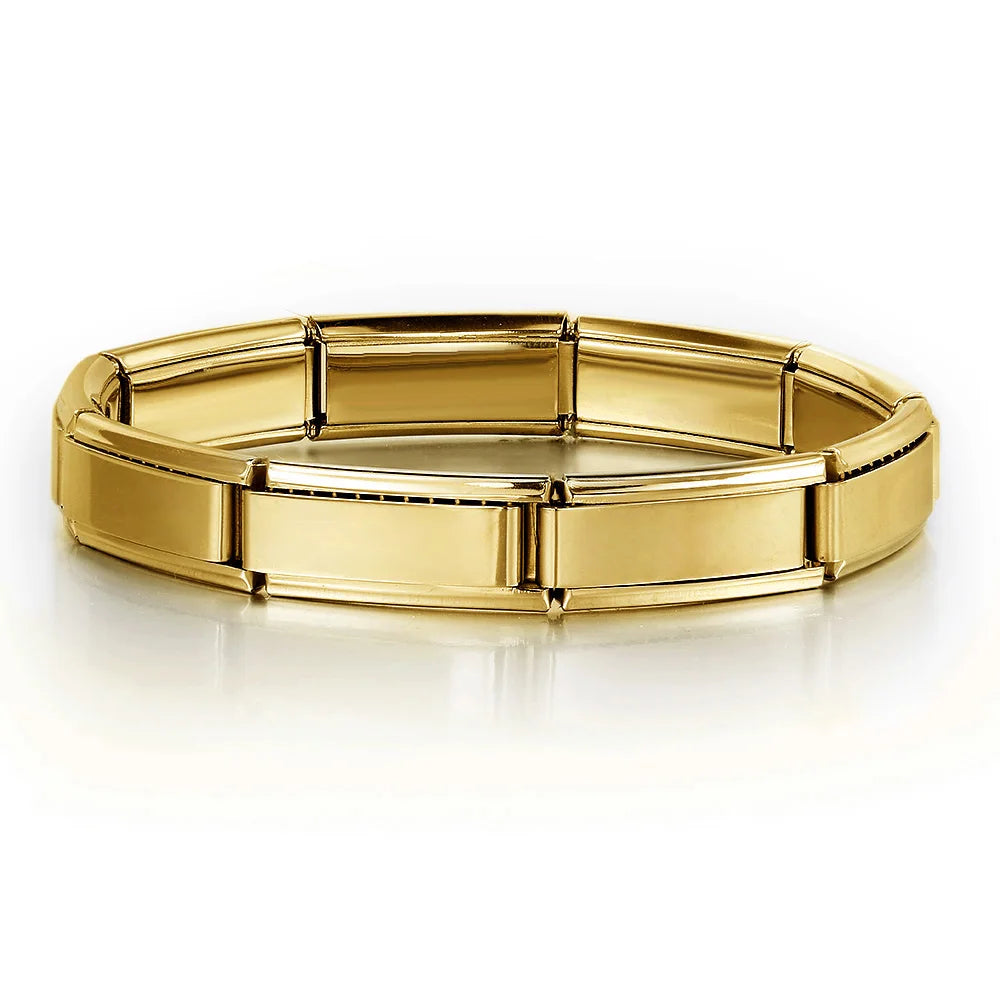 Bracelet à maillons interchangeables (style « Italian Charm ») pour hommes et femmes – Bijou en acier inoxydable couleur argent (maillons de 20 x 9 mm) – Accessoire unisexe idéal pour les fêtes. YC Studio