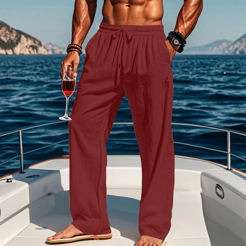 Men's 16-Color Breathable Linen Yoga Pants Loose Casual Sportswear for Spring/Summer 2025 European And American Style YC Studio
