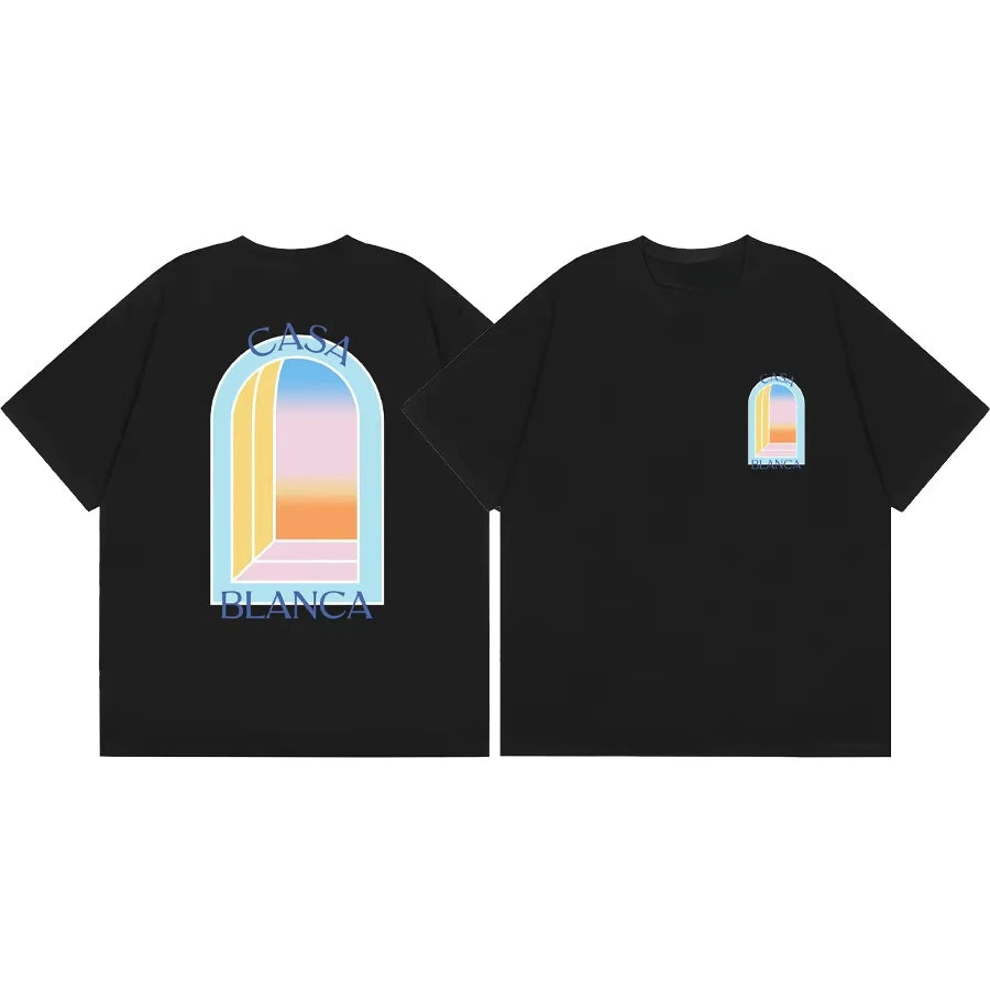 T-shirt graphique style « Arch Art » (tendance rétro Y2K, esprit luxe décontracté) – 100 % coton – Streetwear d'été pour hommes et femmes YC Studio