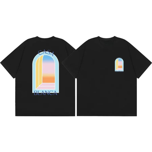 T-shirt graphique style « Arch Art » (tendance rétro Y2K, esprit luxe décontracté) – 100 % coton – Streetwear d'été pour hommes et femmes YC Studio