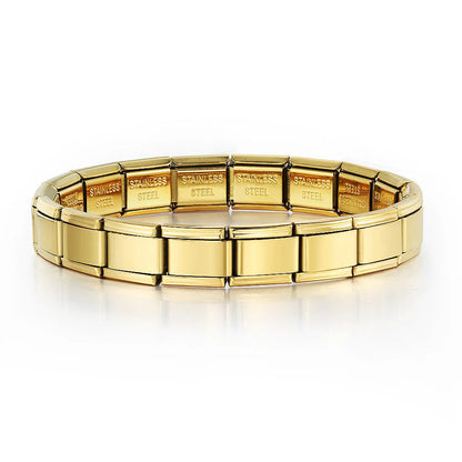 Bracelet à maillons interchangeables (style « Italian Charm ») pour hommes et femmes – Bijou en acier inoxydable couleur argent (maillons de 20 x 9 mm) – Accessoire unisexe idéal pour les fêtes. YC Studio