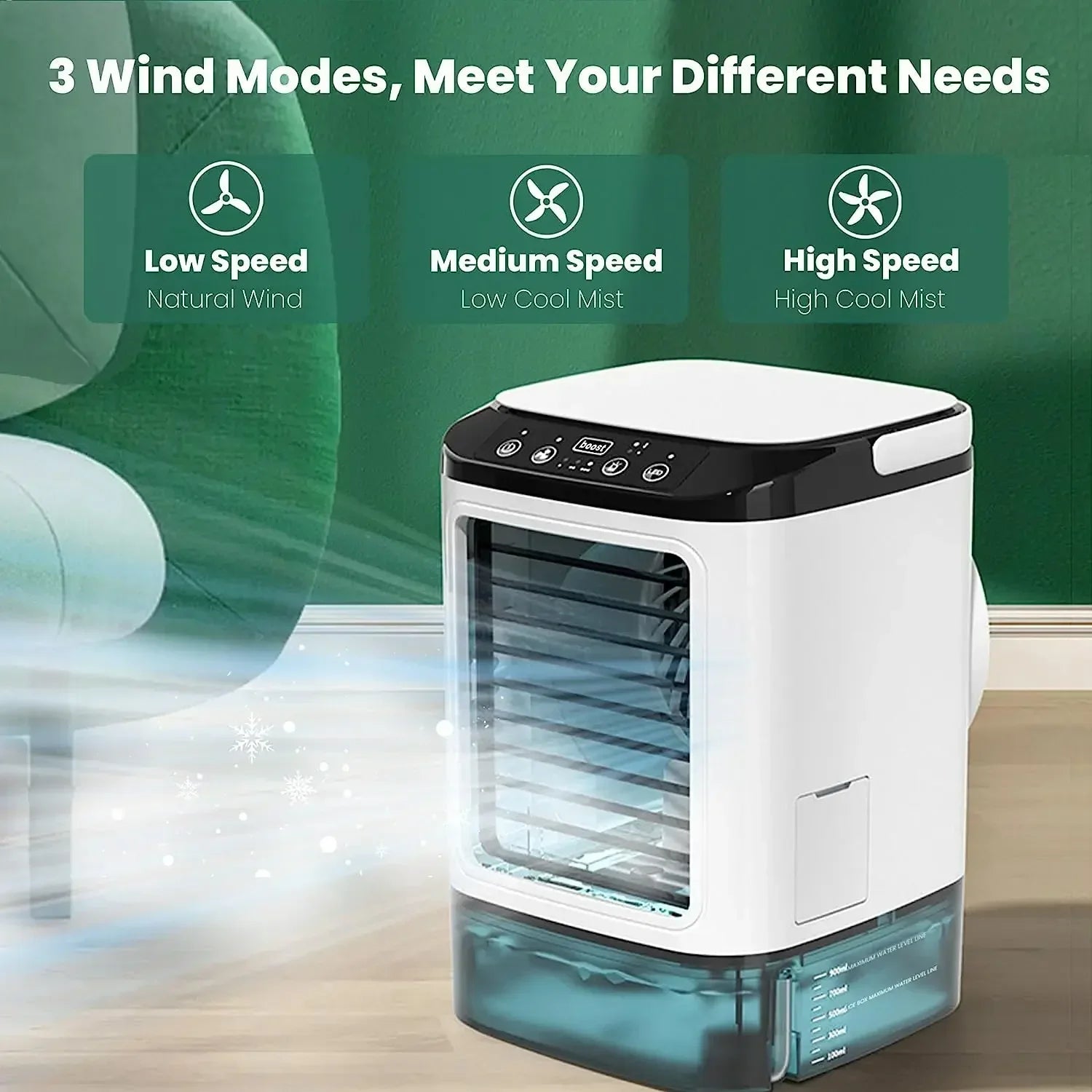Air Conditioner Portable Fan Desktop Dual Spray Ultrasonic Atomization 3-Speed Mute Air Cooler Night Light Electric Fan for Home YC Studio