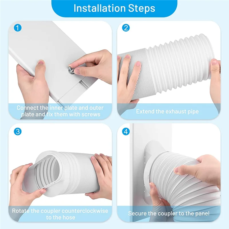 AT44-Portable Air Conditioner Window Vent Kit With 5.9In Exhaust Hose Seamless Adjustable Sliding Door AC Kit Window Seal Kit YC Studio