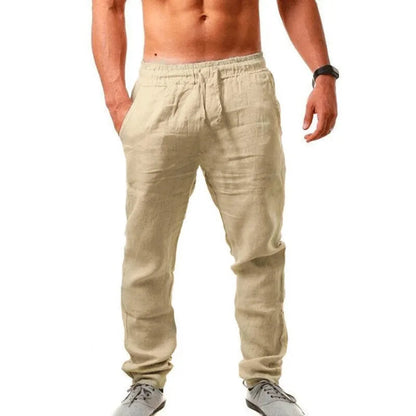 Spring/Summer New 9 Colors Men's Solid Color Cotton Linen Pants Autumn Streetwear Fashion Casual Solid Color Loose Trousers YC Studio