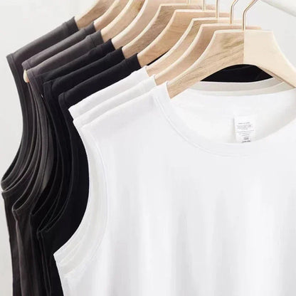 Summer Basic 100% Cotton Men Tank Tops Black White Gray YC Studio