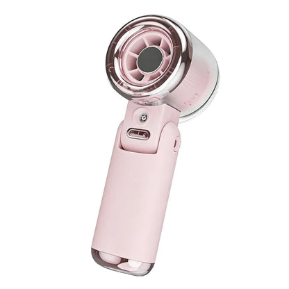 Mini Small Fan Water Mist Spray Fan 3600mAh 5 Speeds Portable Handheld Foldable Neck Hanging Type-C Rechargeable Humidifier Fans YC Studio