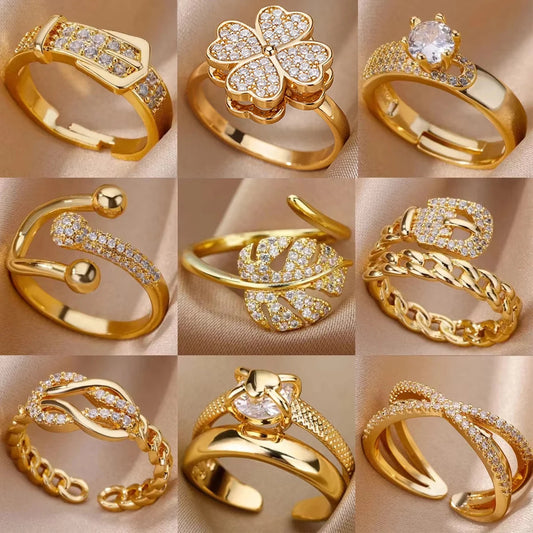 Bagues Cristal Zircon Plaquées Or pour Femme Sans anicroche