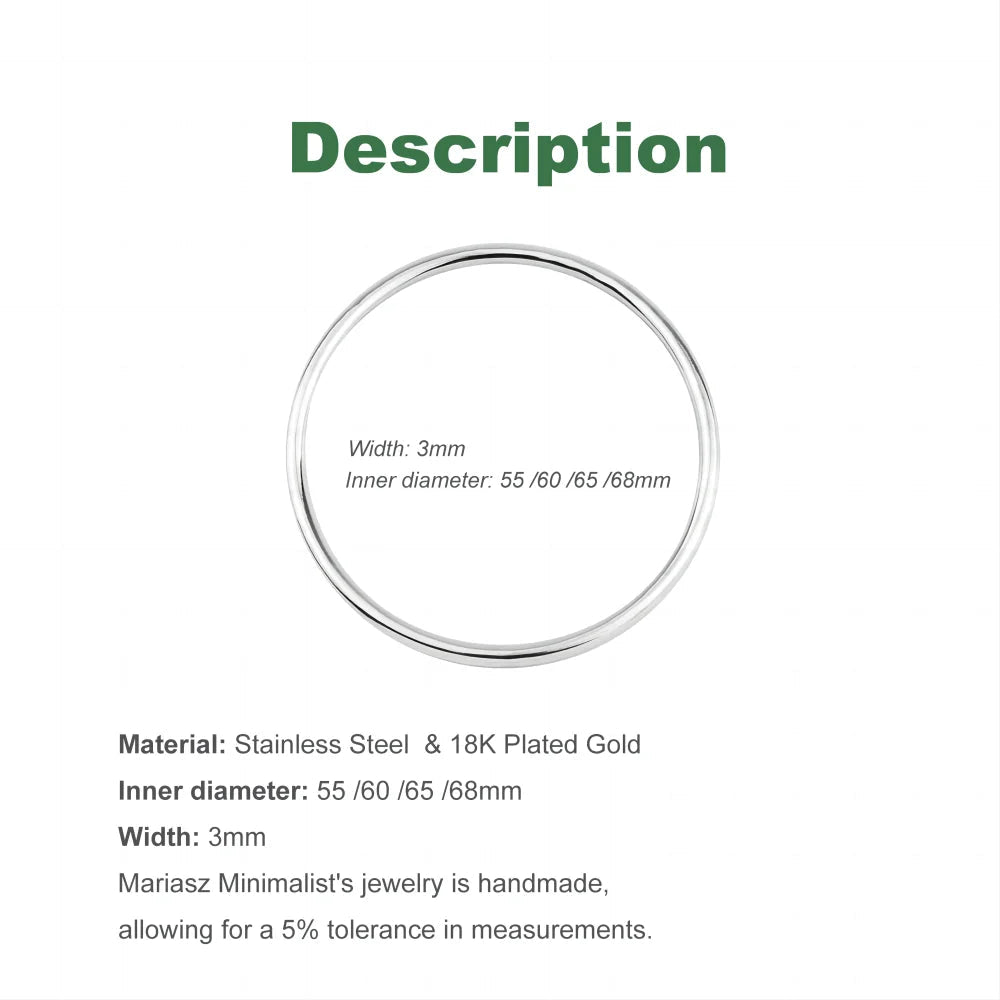 3mm Classic Stainless Steel Bracelet For Women Men Gold Color Geometry Wire Round Bangle Waterproof  Trendy Jewelry Gifts Sans anicroche