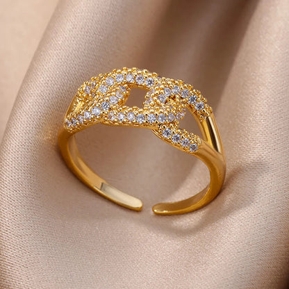Bague Dorée Chaîne avec Cristal – Bijou Chic pour Femme Sans anicroche