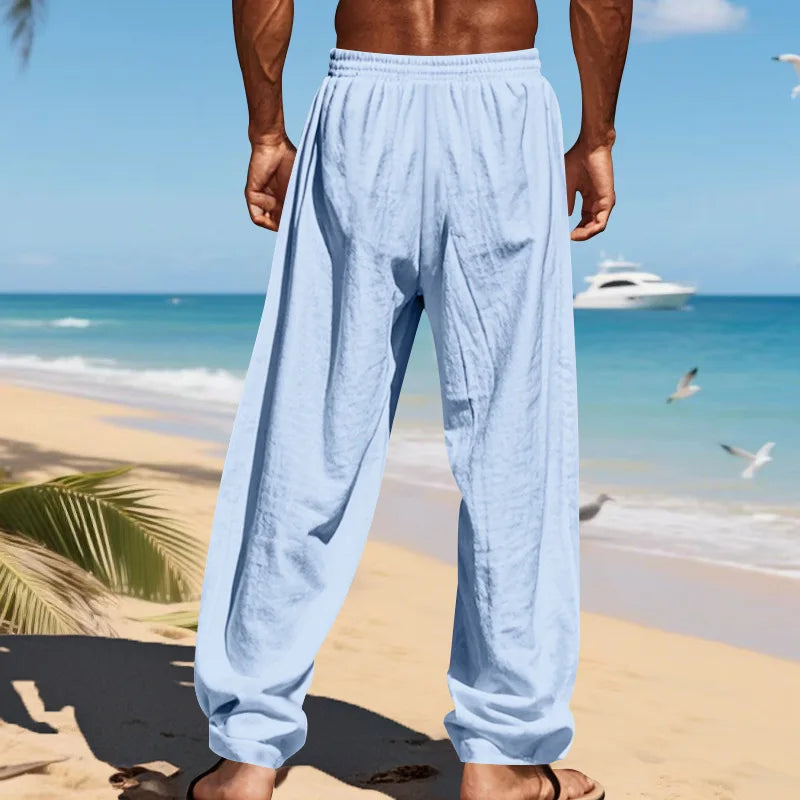 Men's 16-Color Breathable Linen Yoga Pants Loose Casual Sportswear for Spring/Summer 2025 European And American Style YC Studio