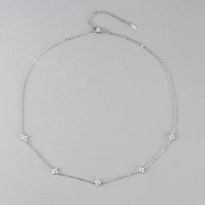 New Stainless Steel Zircon Necklaces for Women 18K Gold Plated Four Leaf Grass Collar Chain Necklace Luxury Jewelry Gift Sans anicroche