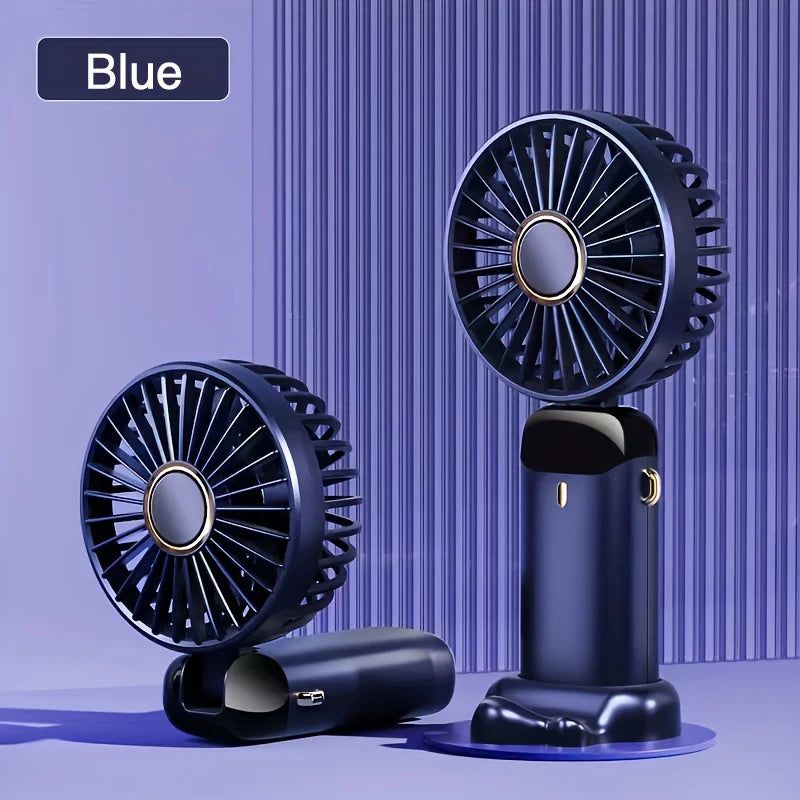 Portable Mini Fan With 6 Speeds LED USB Rechargeable Charging Small Foldable Battery Fans Handheld Desk Bedroom Indoor Outdoor YC Studio