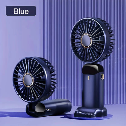 Portable Mini Fan With 6 Speeds LED USB Rechargeable Charging Small Foldable Battery Fans Handheld Desk Bedroom Indoor Outdoor YC Studio